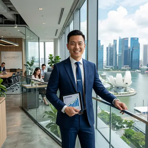 Asian Business Success in Modern Singapore Office