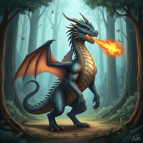 Dragon-Dog Creature: Majestic and Playful Fantasy Being