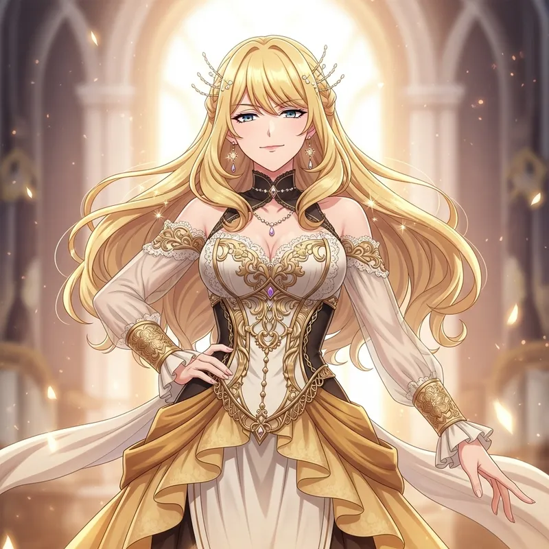 Nude Blonde Woman in Anime Style