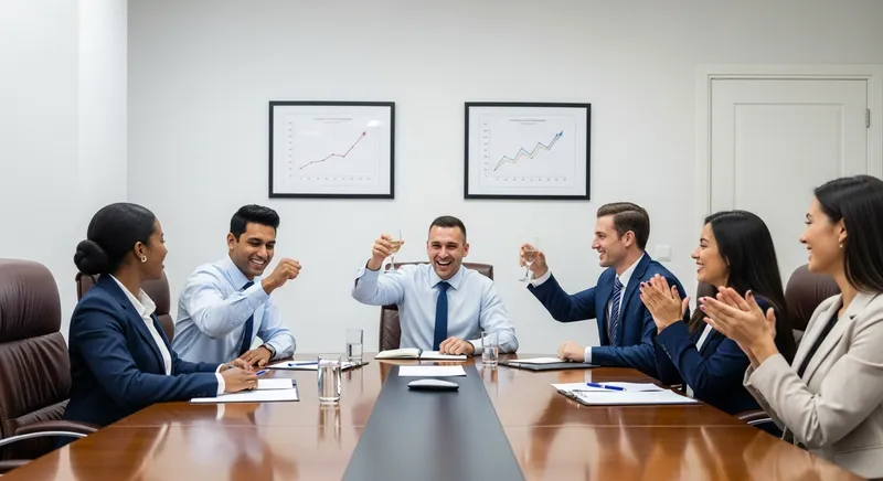 Celebrating Ultimate Business Success | Diverse Team Meeting