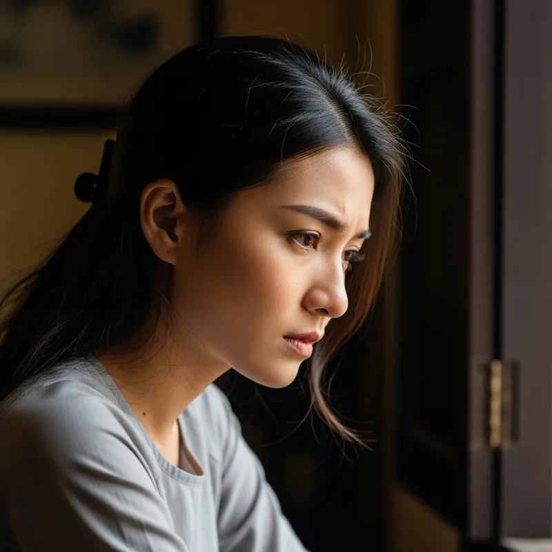 Contemplative Vietnamese Woman in Thought