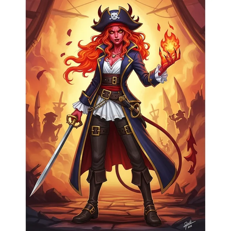 Demon Nami - Fiery Pirate Transformed into a Fantastical Demon Demon Nami - Fiery Pirate Transformed into a Fantastical Demon