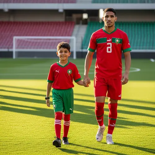 10-Year-Old Child Joins Moroccan Football Player on Field