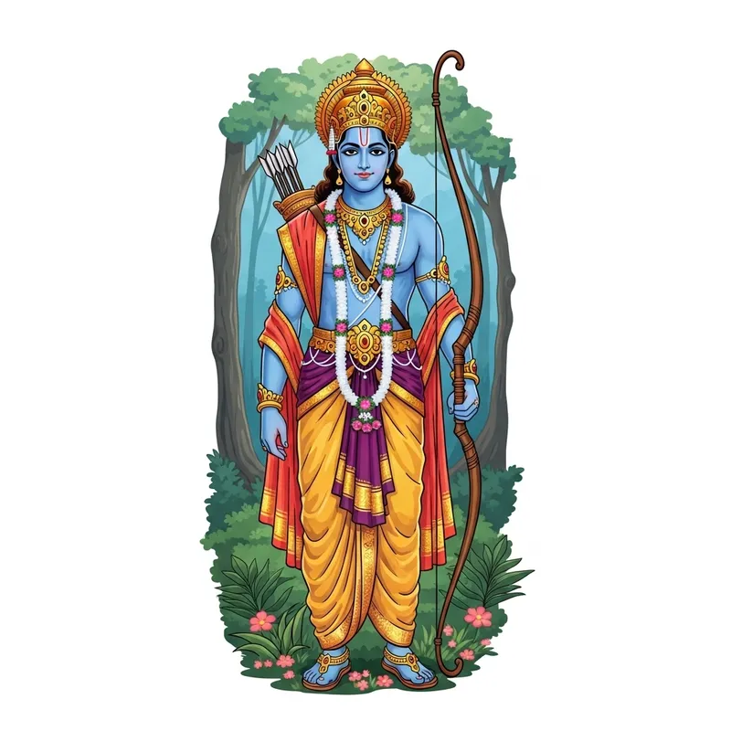 Lord Rama in Regal Indian Attire | Spiritual Artwork