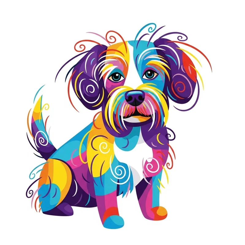 Abstract Dog Art: Colorful & Playful Design