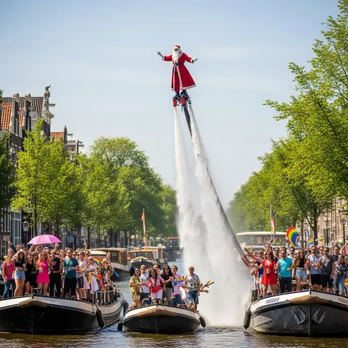 Celebrate with Amsterdam's Father Christmas at Canal Pride Festival