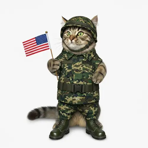Soldier Cat: Brave Feline in Military Attire