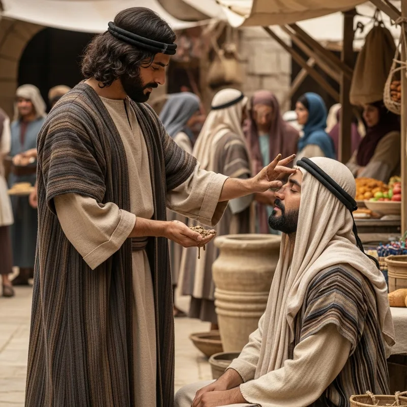Jesus Healing Miracle: Restoring Sight with Mud