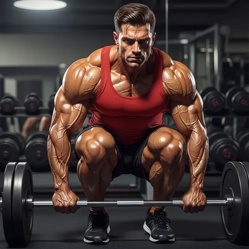 Muscular Bodybuilder Preparing to Lift