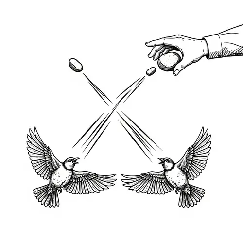 Killing Two Birds with One Stone: Ancient Proverb Illustration