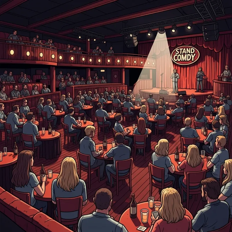 Intimate Stand-Up Venue | Vibrant Red & Brown Decor