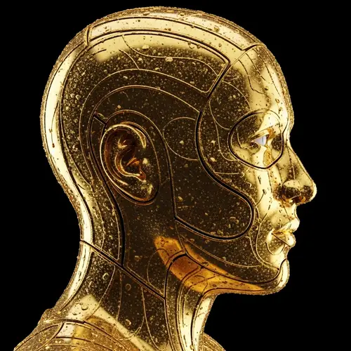 Hyper Realistic Human Head in Gold Statue Costume
