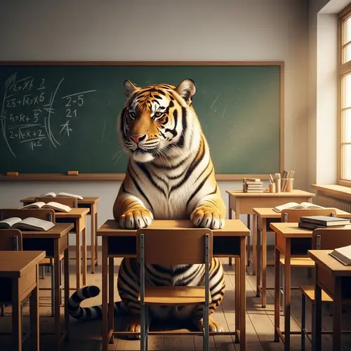 Calm Tiger in Classroom Environment