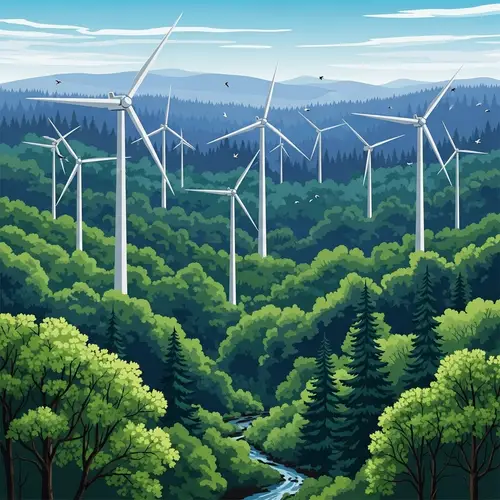 Wind Energy Farm in Dense Forest - Sustainable Energy Solution