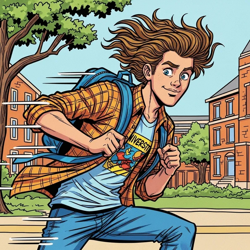 Stylish Caucasian University Student in DC Comics Style Stylish Caucasian University Student in DC Comics Style