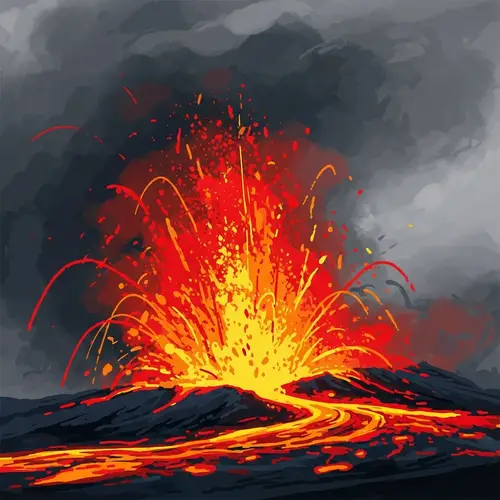 Abstract Volcano Eruption Art