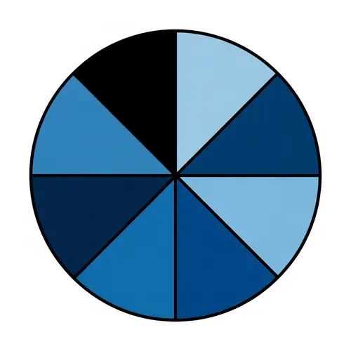 Minimalist Geometric Circle Design with Black Lines and Blue Shades
