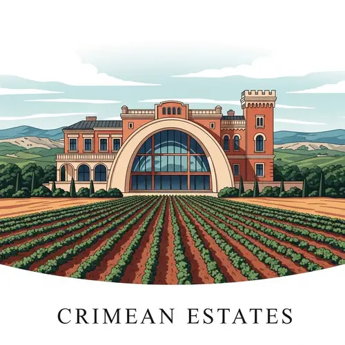 Crimean Estate Logo: Arched Hangar & Field