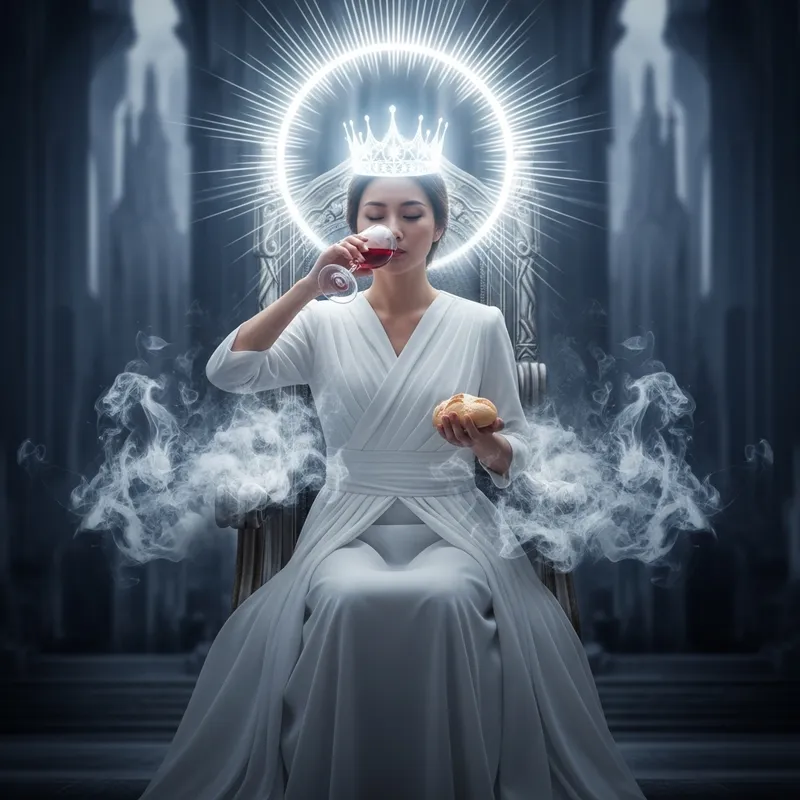 Radiant Asian Woman in Elie Saab Gown and Glowing Crown