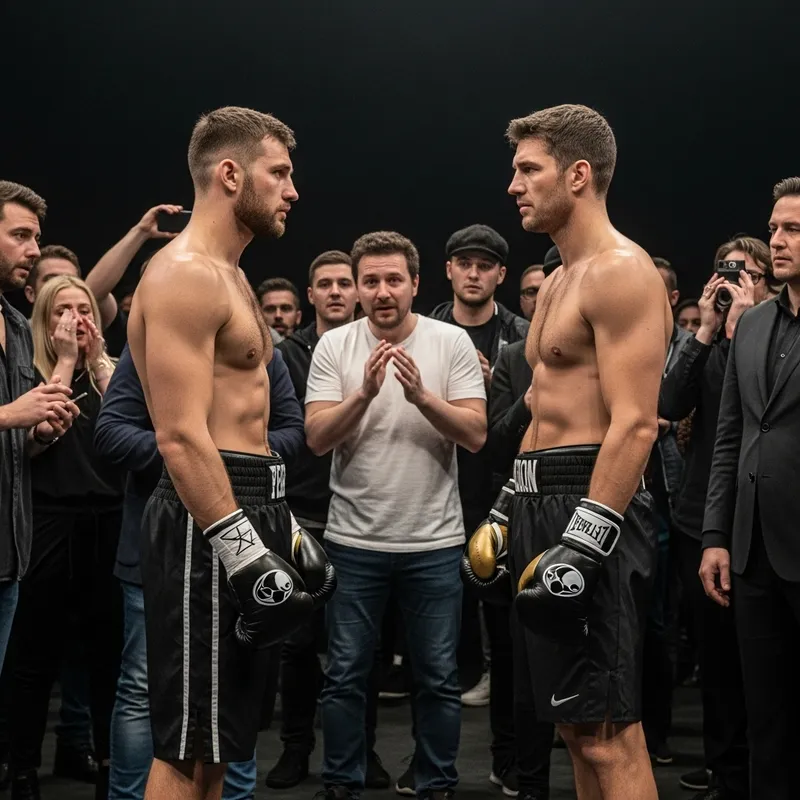 Intense Boxing Match: Dramatic Fight Between Athletic Combatants