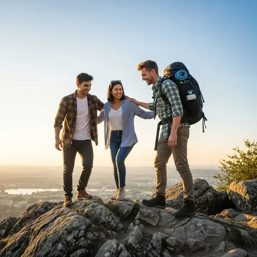 Childhood Friends' Mountain Adventure and Picnic Story