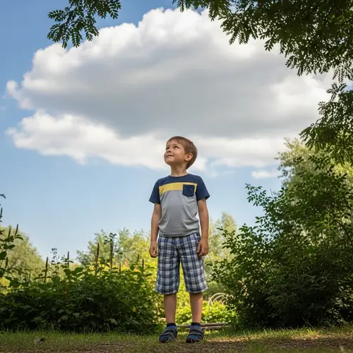 Young Boy Under Shady Cloud | Nature Park Scene