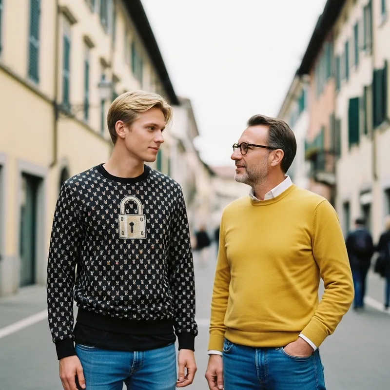 Encounter in Crema: Charming Man & Cool Stylish Duo in Italy