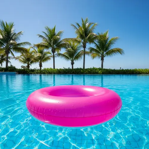 Hyperrealistic Pink Circle in Azure Pool