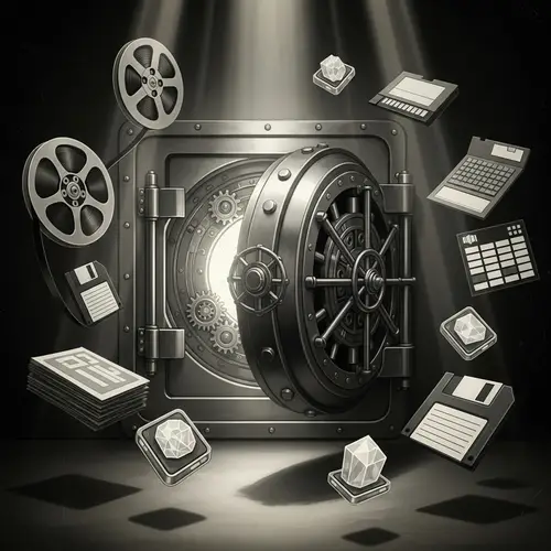 Vintage Digital Painting Depicting Data Backup Concept