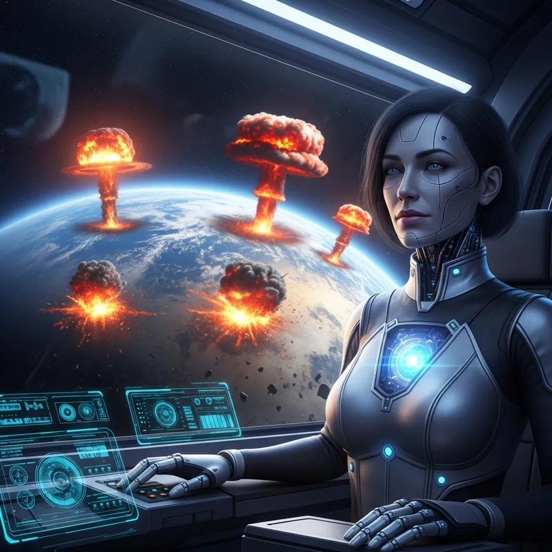 Feminine Android AI Bids Farewell to Earth Feminine Android AI Bids Farewell to Earth