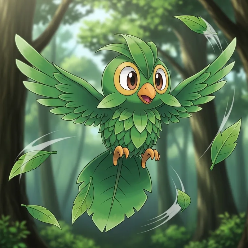 Frondillo - Small Avian Pokémon with Agility and Leaf Throwing Abilities