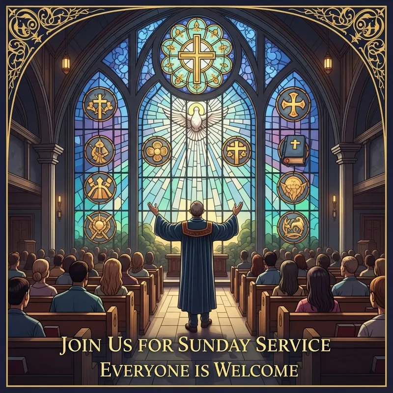 Beautiful Church Service Poster | Sunday Service Invitation
