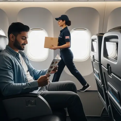 Man Ordering Food on Plane | Courier Seen Outside Window