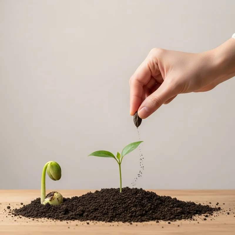 Minimalist Seed Sowing and Plant Cultivation Scene Minimalist Seed Sowing and Plant Cultivation Scene