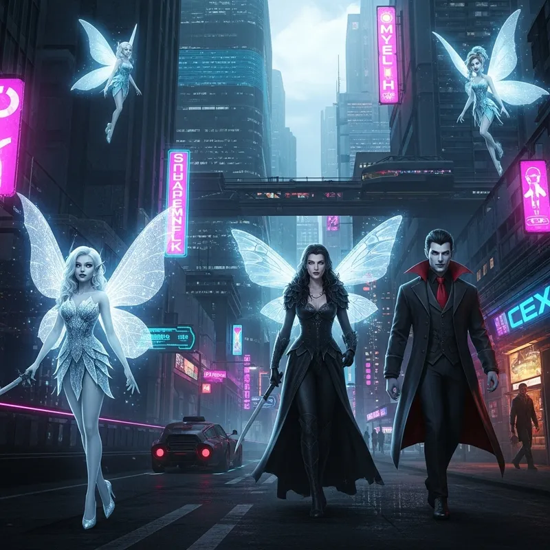 Futuristic City of Glittering Fairies & Handsome Vampires