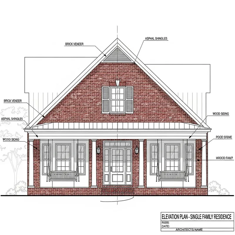 Architectural Blueprint for Single-Floor House Elevation Architectural Blueprint for Single-Floor House Elevation