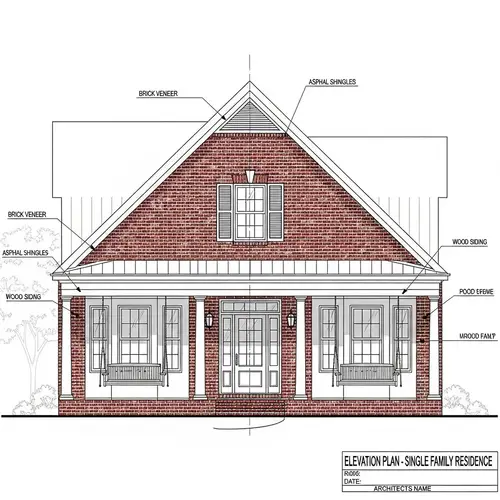 Single-Floor Residential House Elevation Plan