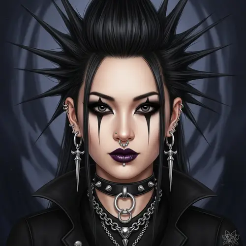 Gothic Asian Woman Portrait | Dark Makeup & Spiky Hair