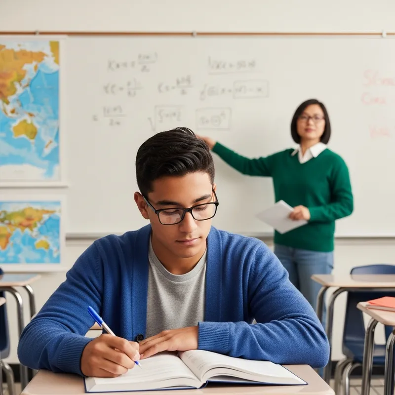 High School Classroom: Student Learning from Asian Female Teacher
