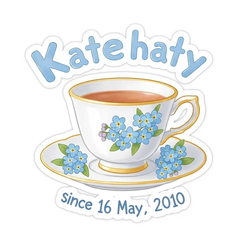 Cute Teacup and Saucer Sticker Logo | Playful Kawaii Art