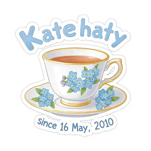 Charming Teacup and Saucer Sticker Logo | Pastel Kawaii Art