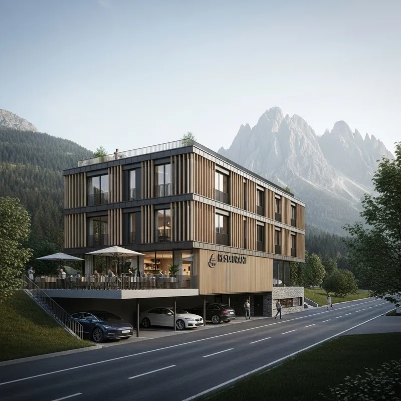 Modern Three-Level Project with Rooftop and Alpine Views