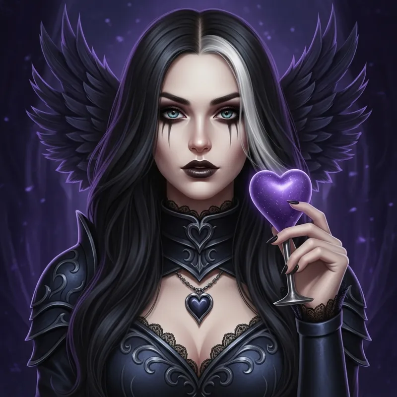 Coldly Beautiful Gothic Caucasian Female with White Stripe Hair