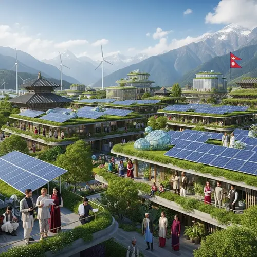 Futuristic Nepal: Thriving Eco-City with Diverse Individuals