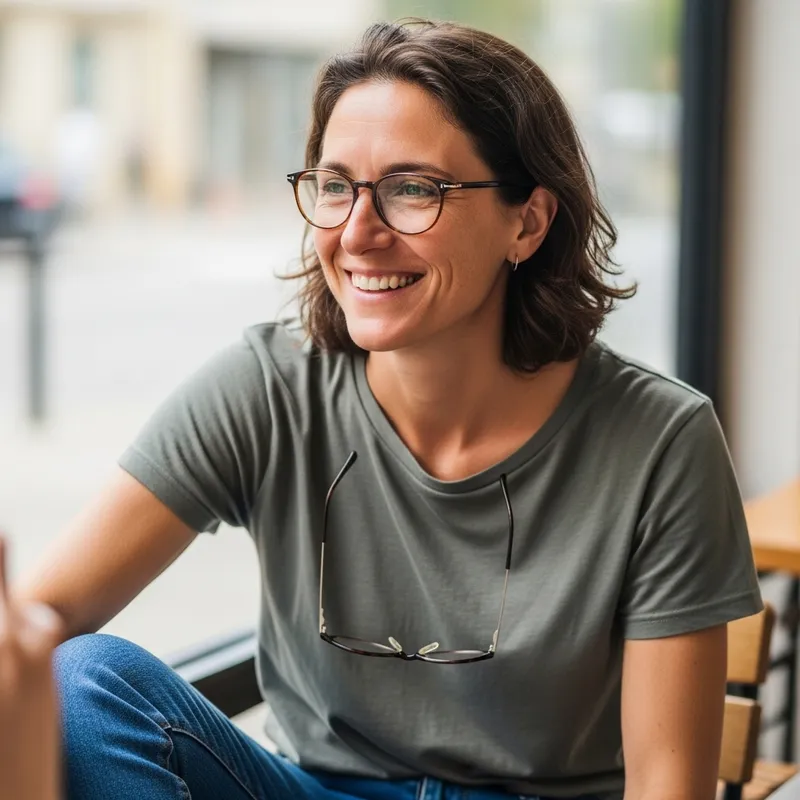 Friendly Individual with Medium-length Hair and Glasses