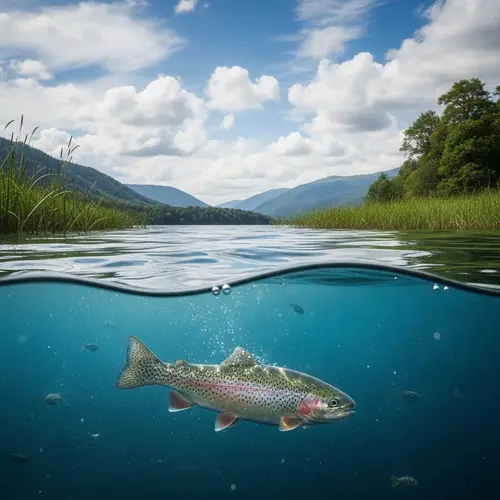 Trout Swimming in Serene Lake Landscape