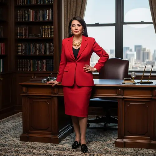 Confident Middle-Eastern Leader in Red Blazer | Elegance & Power