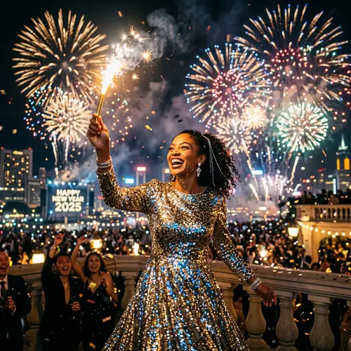 Celebrate New Year's with Sparkler and Fireworks Joy