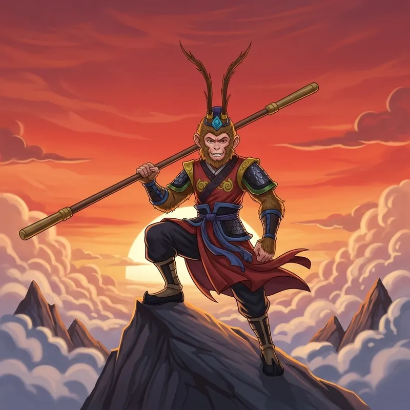 Mythical Monkey Character Illustration - Asian Mythology Art Mythical Monkey Character Illustration - Asian Mythology Art