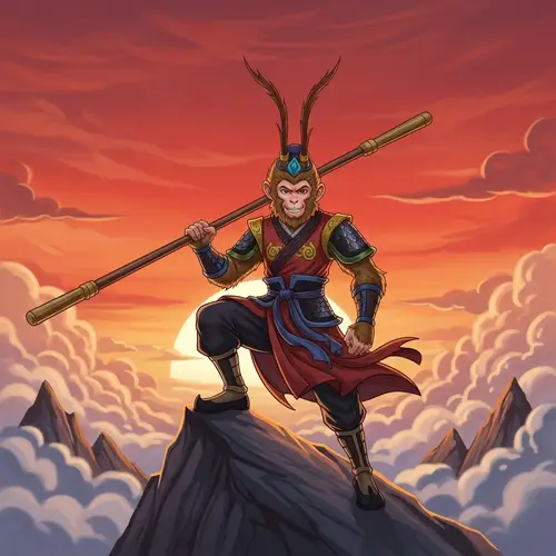 Ác ma Tôn ngộ không - Mythical Monkey Character Illustration